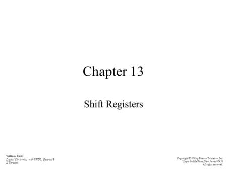Chapter 13 Shift Registers