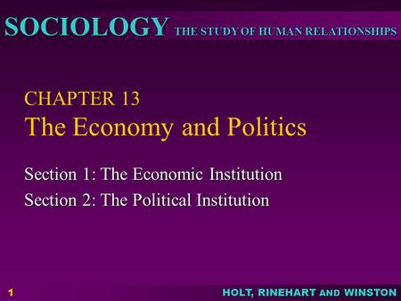 CHAPTER 13 The Economy and Politics