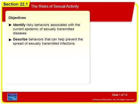 Section 22.1 The Risks of Sexual Activity Objectives