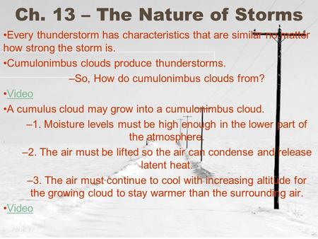 Ch. 13 – The Nature of Storms