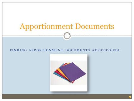 Apportionment Documents
