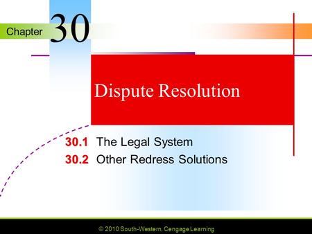MYPF 30.1 The Legal System 30.2 Other Redress Solutions
