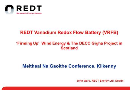 REDT Vanadium Redox Flow Battery (VRFB)