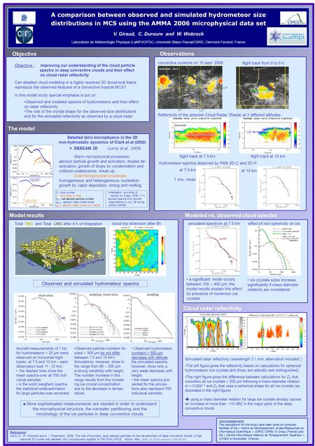 A comparison between observed and simulated hydrometeor size distributions in MCS using the AMMA 2006 microphysical data set V. Giraud, C. Duroure and.