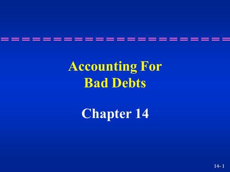 Accounting For Bad Debts