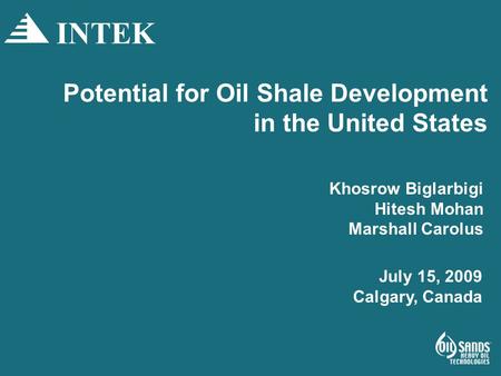 Potential for Oil Shale Development in the United States