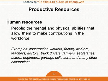 Productive Resources Human resources