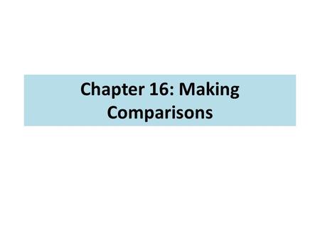 Chapter 16: Making Comparisons. Definition Comparisons Words Similarity Words The same The same as Similar Similar to Like Alike See pages 449 & 452.