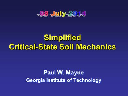 Simplified Critical-State Soil Mechanics