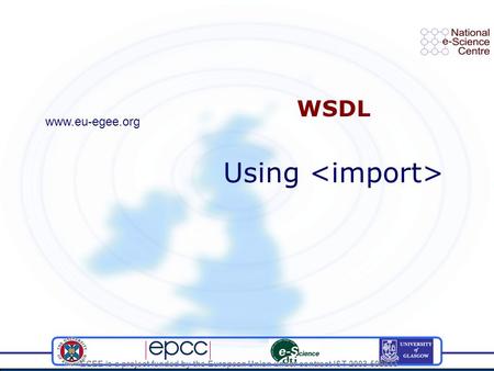 EGEE is a project funded by the European Union under contract IST-2003-508833 WSDL Using www.eu-egee.org.