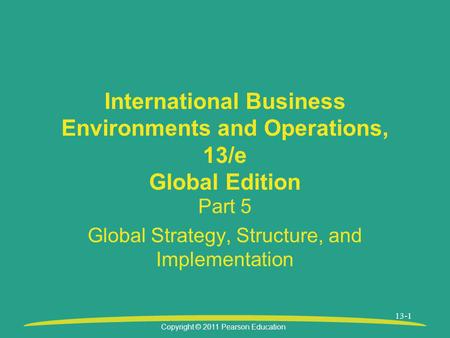 Part 5 Global Strategy, Structure, and Implementation