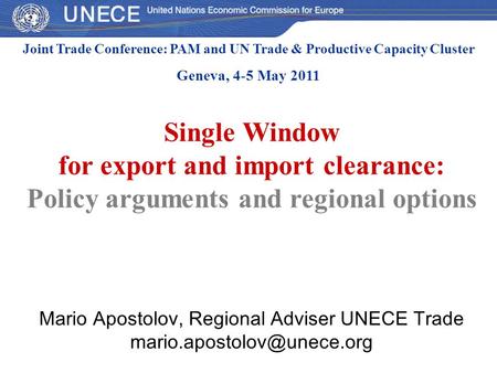 Single Window for export and import clearance: