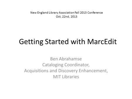 Getting Started with MarcEdit