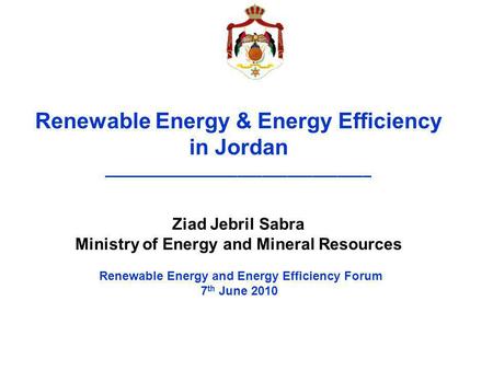 Renewable Energy & Energy Efficiency in Jordan