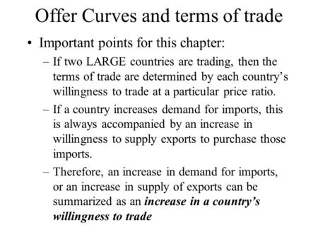 Offer Curves and terms of trade