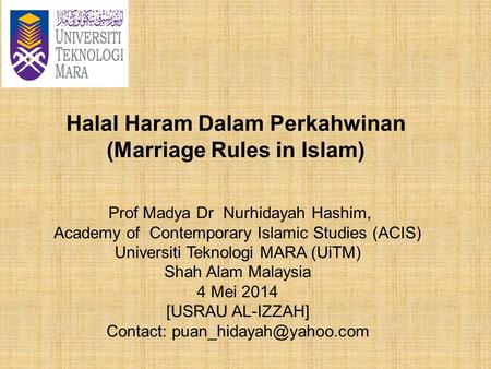 Halal Haram Dalam Perkahwinan (Marriage Rules in Islam)