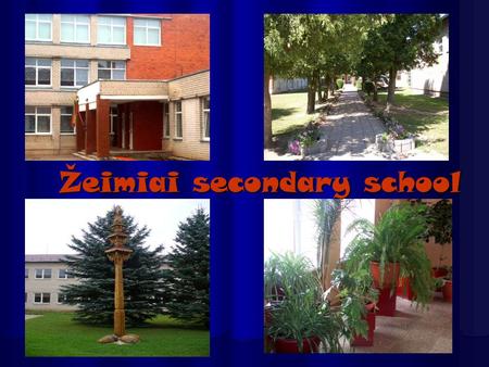 Žeimiai secondary school. Our school is not big, but it is very nice. It was build in 1557. In our school there arelearning 254 students. School hadmaster.