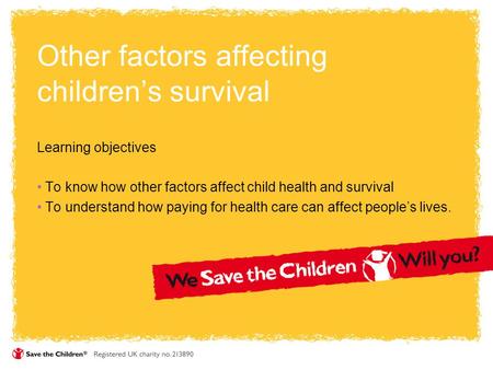 Other factors affecting children’s survival