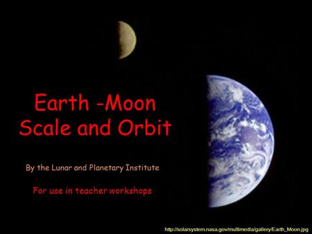 Earth -Moon Scale and Orbit