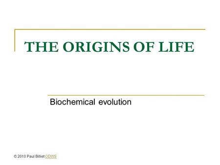 Biochemical evolution