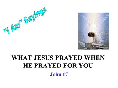 WHAT JESUS PRAYED WHEN HE PRAYED FOR YOU John 17.