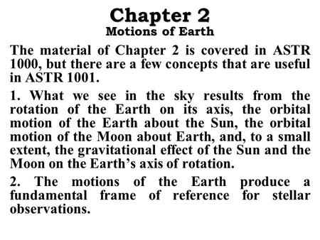 Chapter 2 Motions of Earth