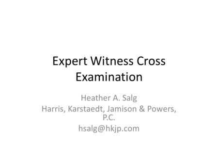 Expert Witness Cross Examination