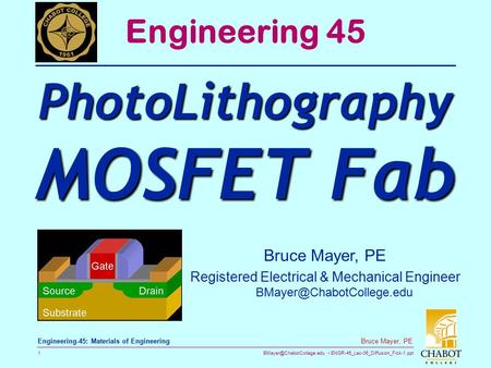 ENGR-45_Lec-06_Diffusion_Fick-1.ppt 1 Bruce Mayer, PE Engineering-45: Materials of Engineering Bruce Mayer, PE Registered Electrical.