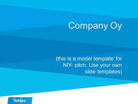 Company Oy (this is a model template for NIY- pitch. Use your own slide templates)