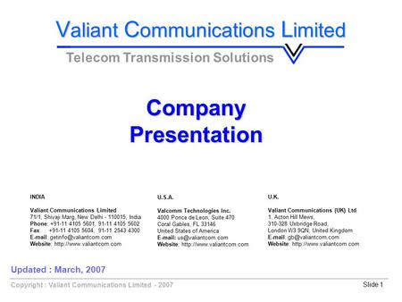 Valiant Communications Limited