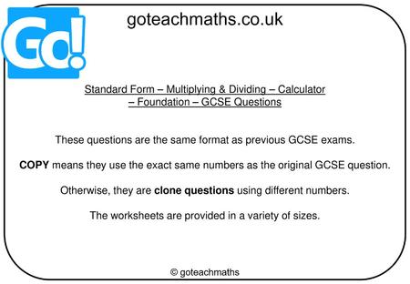 Standard Form – Multiplying & Dividing – Calculator