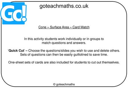 Cone – Surface Area – Card Match