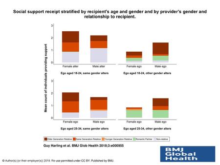 Social support receipt stratified by recipient’s age and gender and by provider’s gender and relationship to recipient. Social support receipt stratified.
