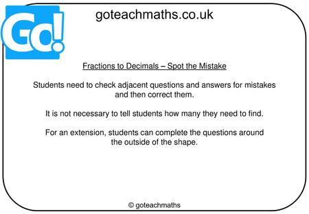 Fractions to Decimals – Spot the Mistake