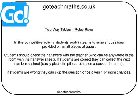 Two-Way Tables – Relay Race