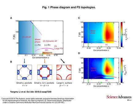 Fig. 1 Phase diagram and FS topologies.