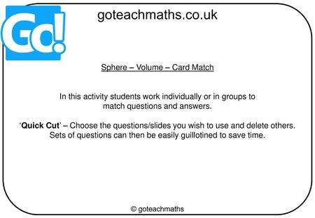 Sphere – Volume – Card Match