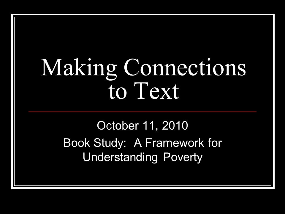 framework for understanding poverty book study