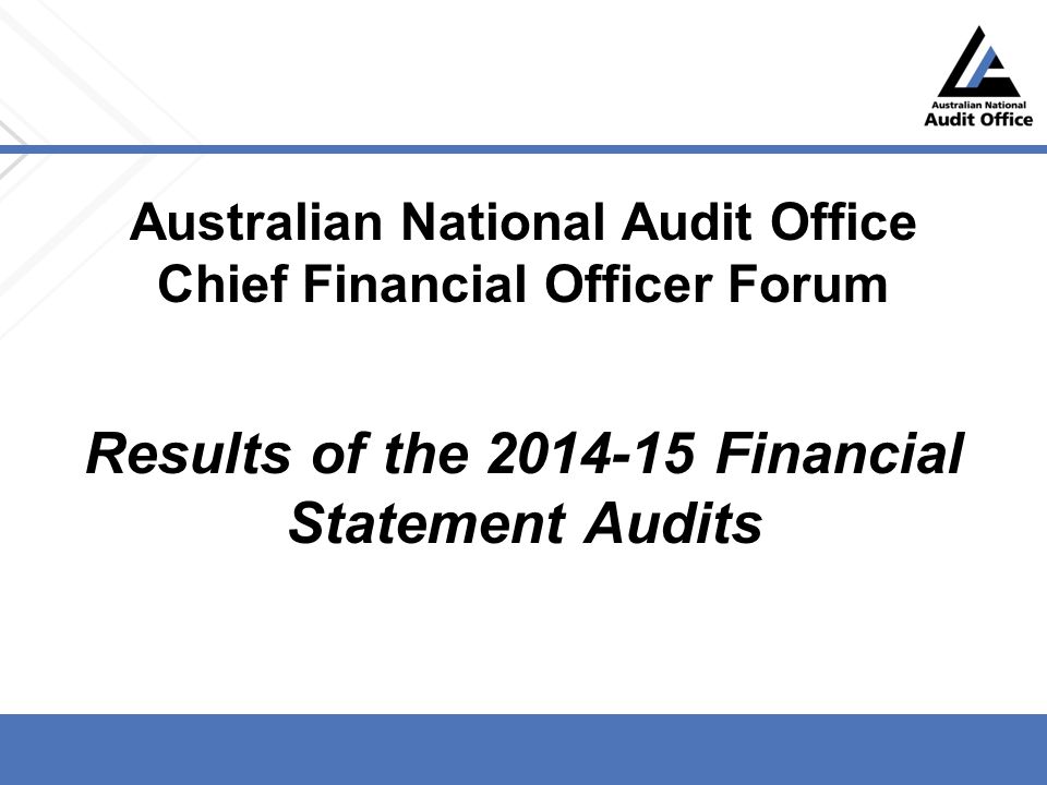 National Audit Office Financial Officer Forum Results the Financial Statement Audits. - download