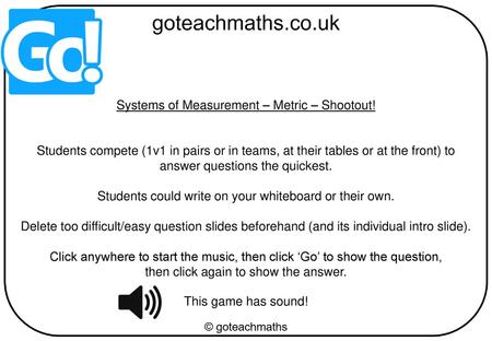 Systems of Measurement – Metric – Shootout!