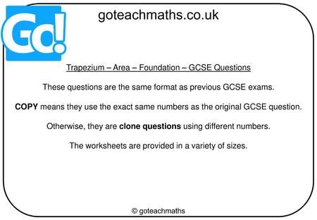 Trapezium – Area – Foundation – GCSE Questions