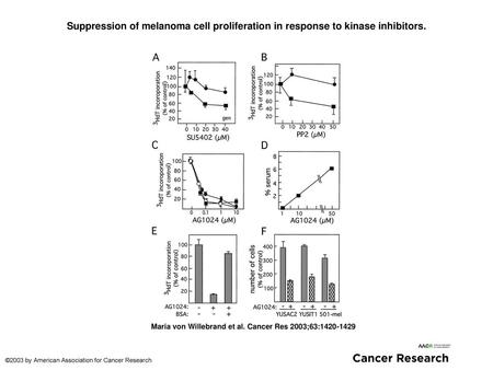 Suppression of melanoma cell proliferation in response to kinase inhibitors. Suppression of melanoma cell proliferation in response to kinase inhibitors.