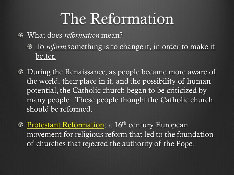 What does reform mean deals