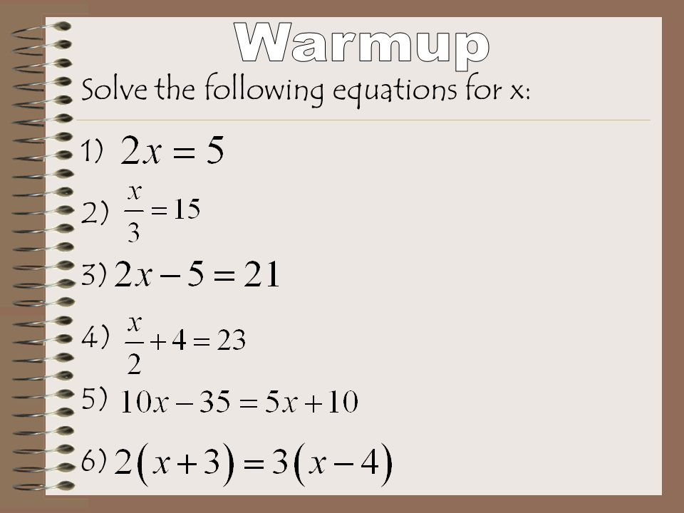 Solve The Following Equations For X 1 2 3 4 5 6 Ppt Download