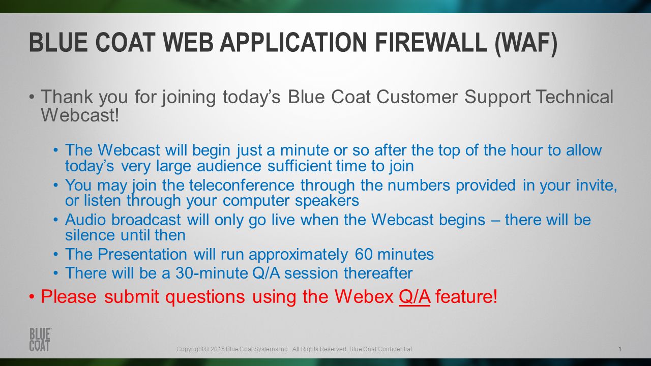 Blue Coat Web Application Firewall (WAF) - ppt video online download
