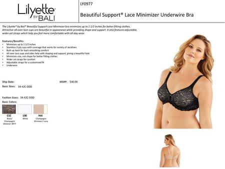 Lilyette By Bali Minimizer Beautiful Support Lace Underwire Bra Ly0977 In  White