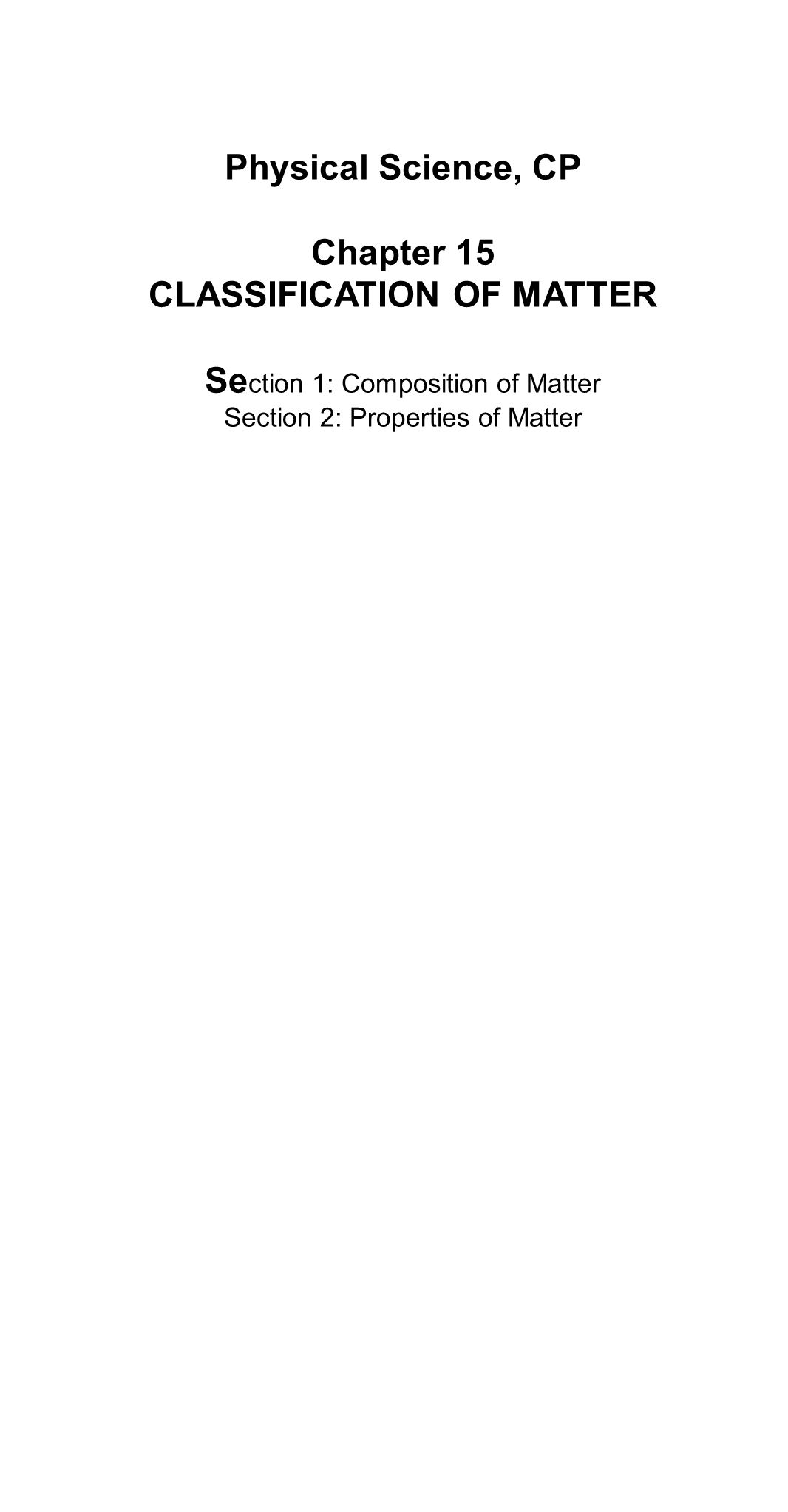 CLASSIFICATION OF MATTER For Composition Of Matter Worksheet Answers