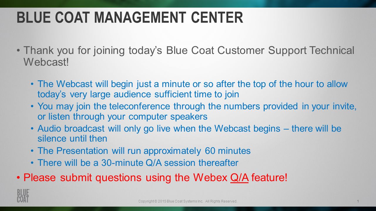 Blue Coat Management Center - ppt video online download