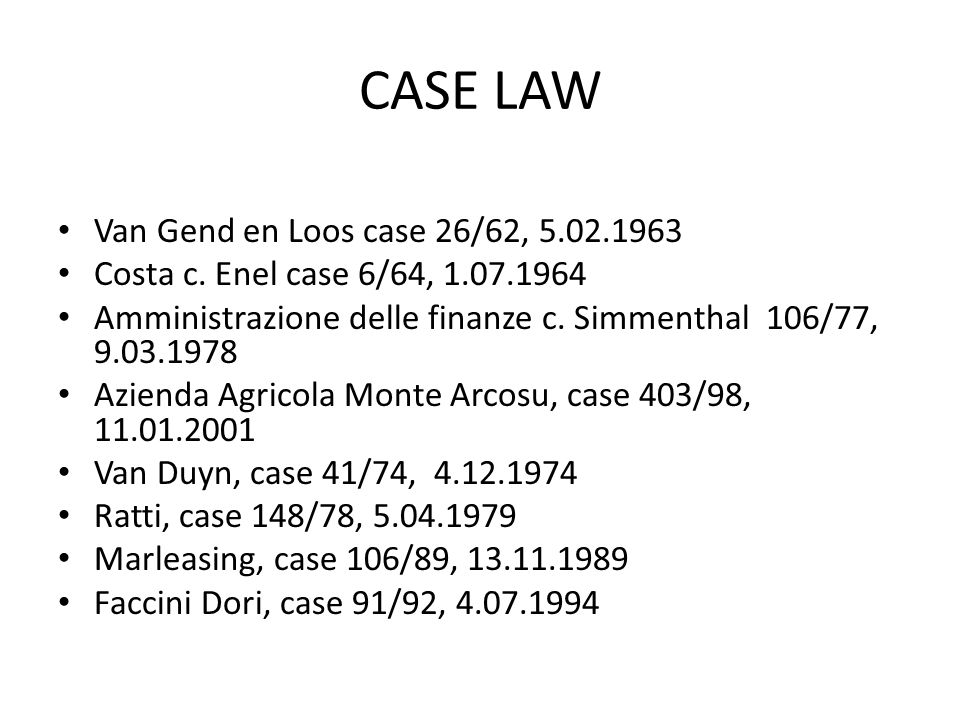 CASE LAW Van Gend en Loos case 26/62, - ppt download