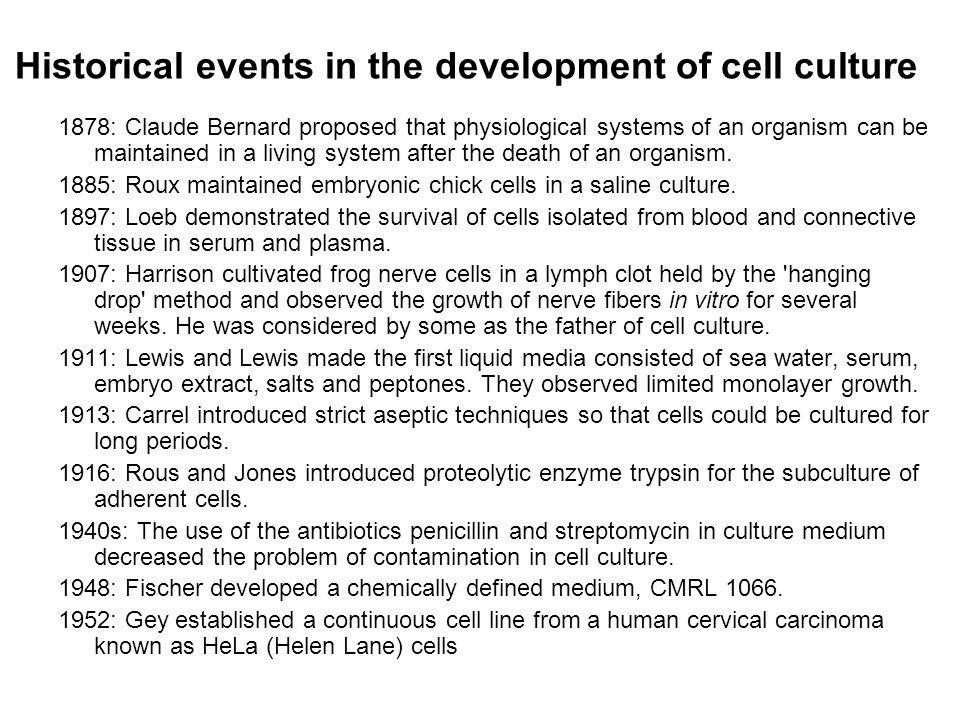 Historical events in the development of cell culture - ppt video online download Historical events in the development of cell culture - ppt video online download